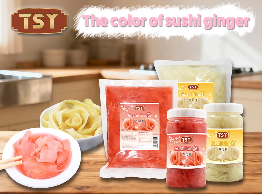 A cor do gengibre de sushi